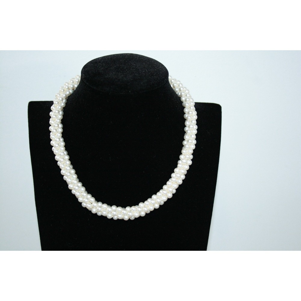 Vintage Faux Pearl Beaded Choker Collar Necklace 15" Made in Germany